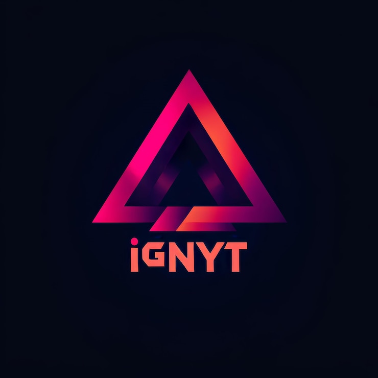 Foto logotipo triangular con efecto de brillo de neón ilustración vectorial eps 10