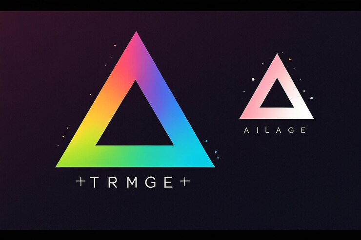 Foto logotipo de triángulo abstracto moderno y memorable