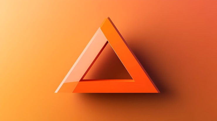 Foto logotipo del triángulo naranja dinámico con perspectiva 3d