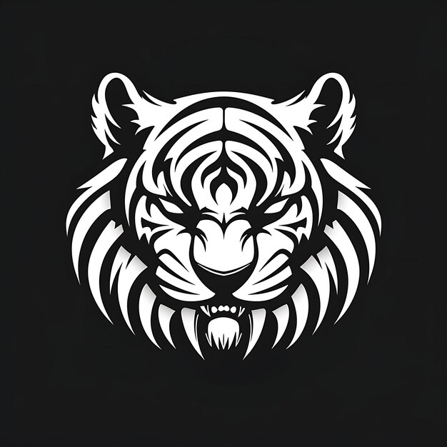 El logotipo de la tribu del tigre feroz con rayas de tigre y el diseño del tatuaje del logotipo de Tri Creative