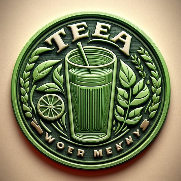 Foto logotipo tridimensional de la bebida de la tienda de té adecuado para etiquetas