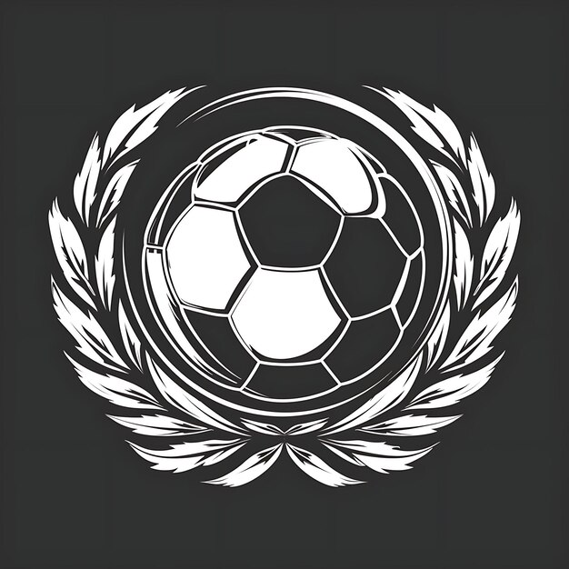 Foto el logotipo del trofeo del premio deportivo con una pelota de fútbol y un premio creative simple design tattoo cnc art