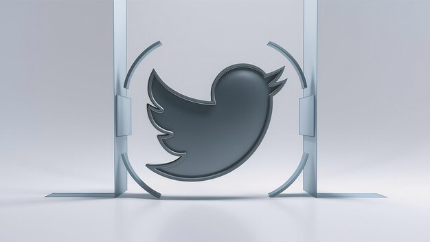 Foto logotipo de twitter en 3d minimalista con espacio en blanco