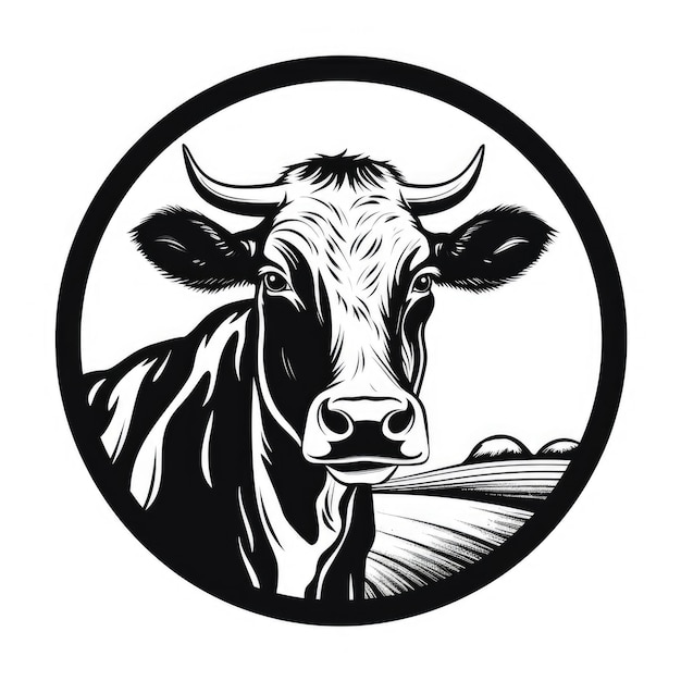 Foto el logotipo de la vaca negra y blanca generado por la ia