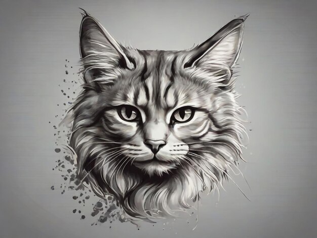 El logotipo de Vector Animal para tatuaje o diseño de camiseta o ropa de exterior Estilo de impresión lindo fondo de gato Th