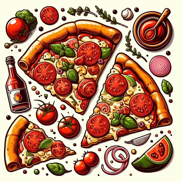 El logotipo del vector de illsutración de la pizza