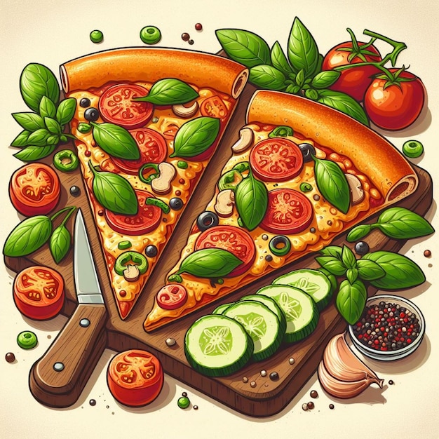 Foto el logotipo del vector de illsutración de la pizza