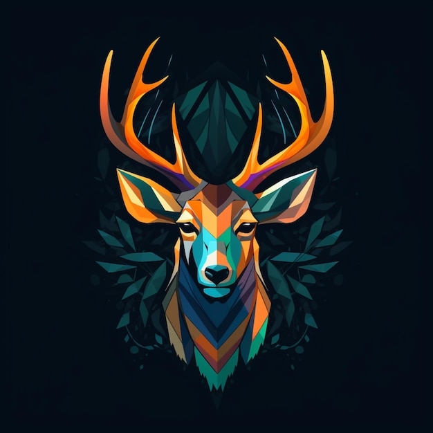 Foto logotipo de vector plano de colorful un ciervo ia generativa