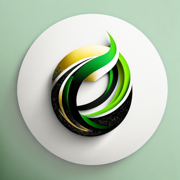 Un logotipo con verde y dorado.