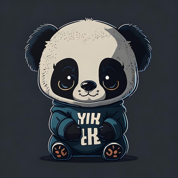 logotipo vetor bebê panda fofo usando um moletom