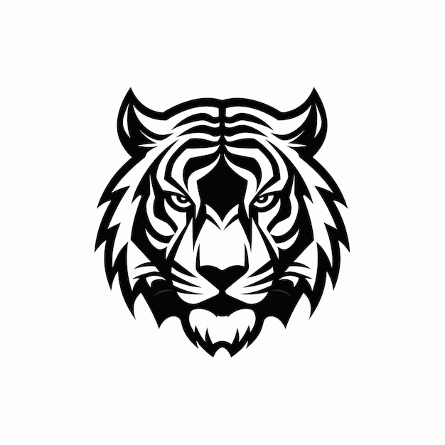 Foto logotipo vetorial de um tigre minimalista preto e branco