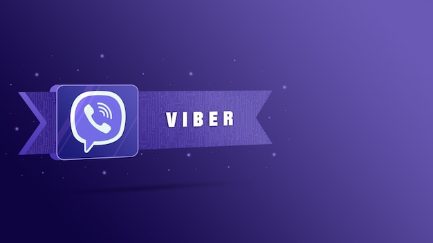 Logotipo viber com inscrição na placa tecnológica 3d