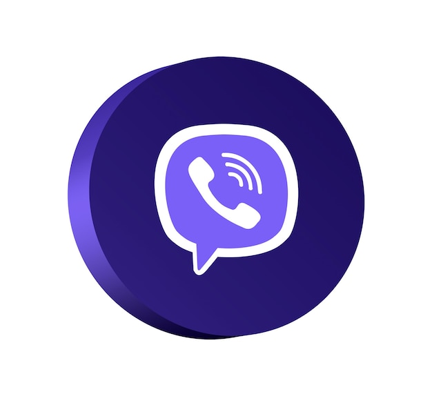 Foto logotipo de viber en el icono de botón redondo con fondo vacío 3d