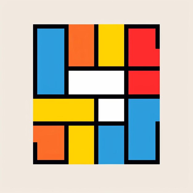 Logotipo vibrante de cerveja escocesa com cores inspiradas em Mondrian