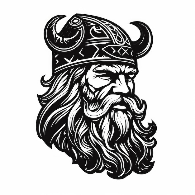 Logotipo Viking en blanco y negro generado por IA Imagen