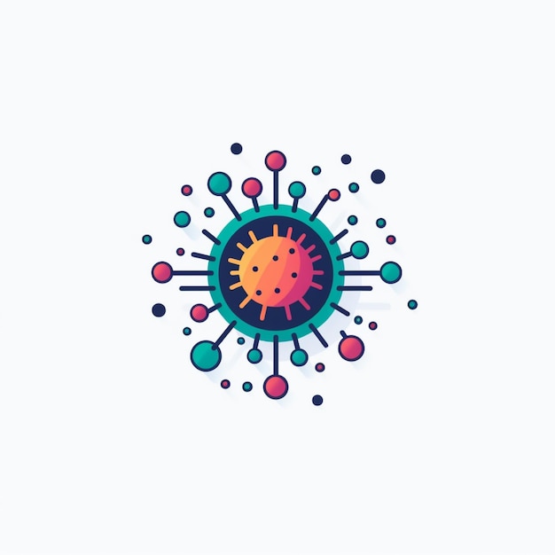 logotipo de virus y bacterias de color plano vectorial