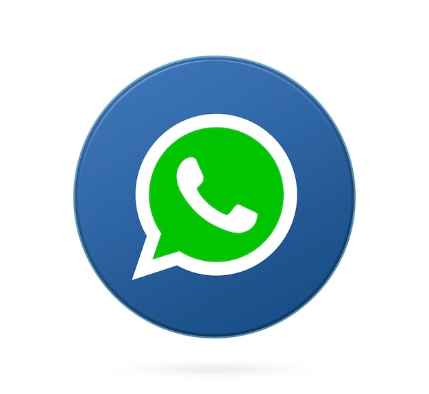 Foto logotipo de whatsapp en el icono de botón redondo con fondo vacío 3d
