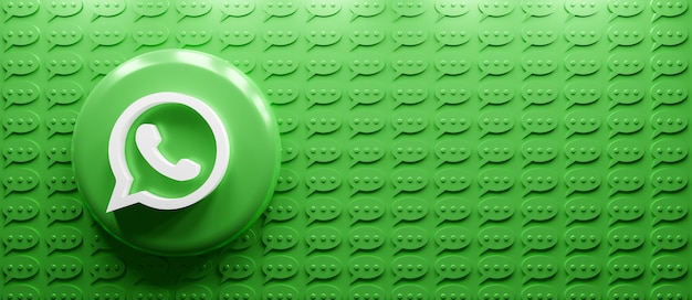 Logotipo de whatsapp de renderizado 3D con icono de mensaje