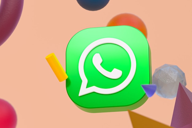 Foto logotipo de whatsapp sobre fondo de geometría abstracta