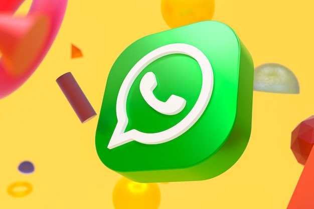 Foto logotipo de whatsapp sobre fondo de geometría abstracta