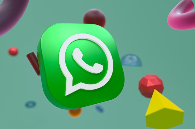 Logotipo de Whatsapp sobre fondo de geometría abstracta