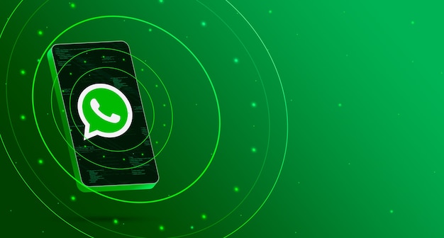 Foto logotipo de whatsapp en el teléfono con pantalla tecnológica, render 3d inteligente