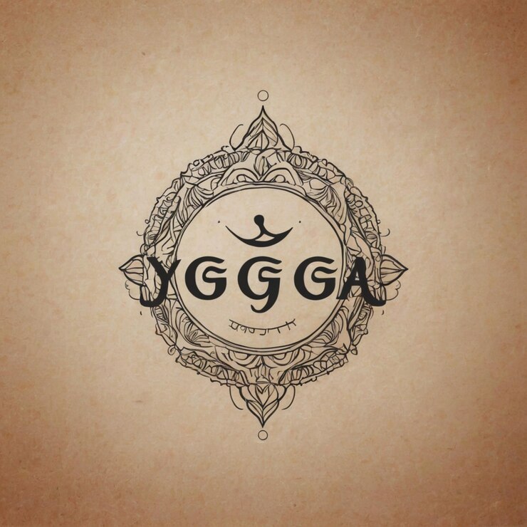 Foto un logotipo de yoga está en un fondo marrón