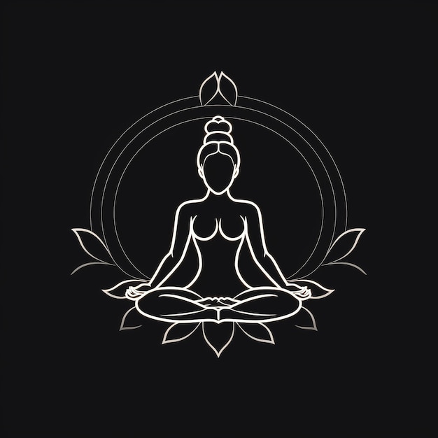 Logotipo de Yoga Logotipo de flor de loto con silueta humana Ai Generado