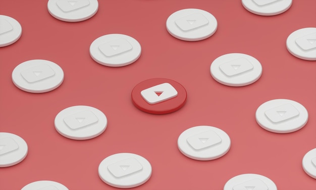 Logotipo de YouTube en 3D con fondo rojo