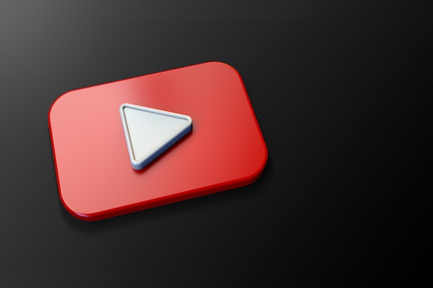 Logotipo de youtube 3D minimalista con espacio en blanco