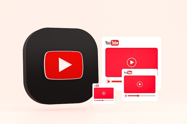 Logotipo de Youtube y diseño de reproductor de video o interfaz de reproductor de medios de video