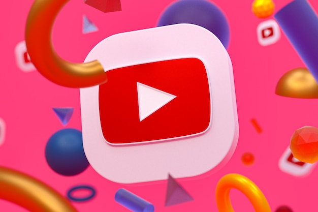 Foto logotipo de youtube en geometría abstracta