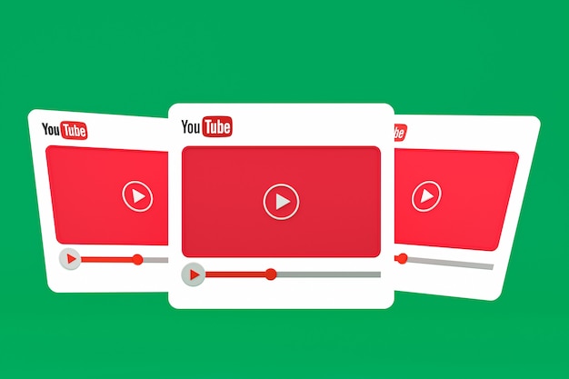 Logotipo de Youtube y reproductor de video Diseño 3d o interfaz de reproductor de medios de video