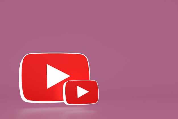 Logotipo de Youtube y reproductor de video Diseño 3d o interfaz de reproductor de medios de video