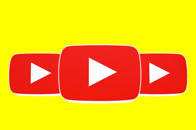 Logotipo de Youtube y reproductor de video Diseño 3d o interfaz de reproductor de medios de video
