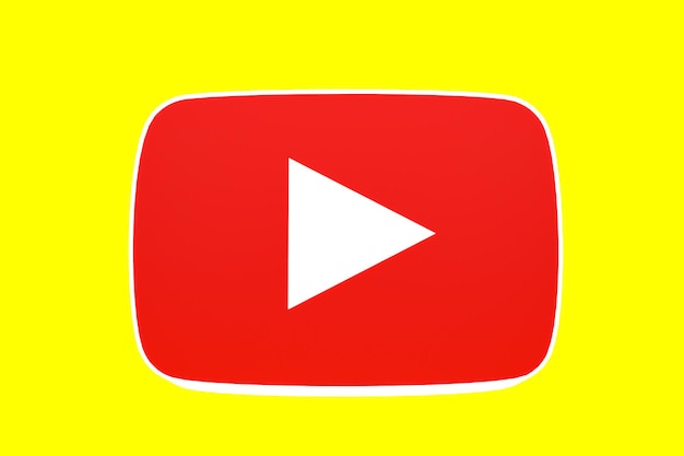 Foto logotipo de youtube y reproductor de video diseño 3d o interfaz de reproductor multimedia de video