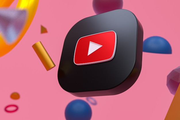 Logotipo de youtube sobre fondo de geometría abstracta