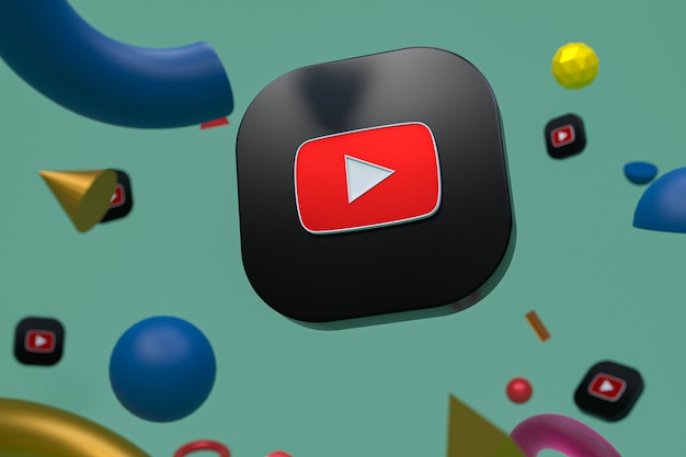 Logotipo de youtube sobre fondo de geometría abstracta