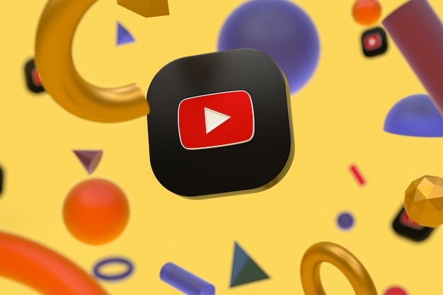 Logotipo de youtube sobre fondo de geometría abstracta