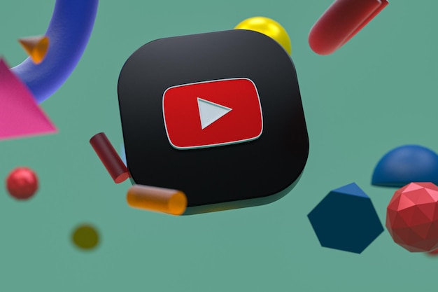 Logotipo de youtube sobre fondo de geometría abstracta