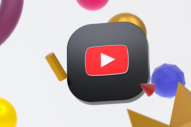 Logotipo de youtube sobre fondo de geometría abstracta