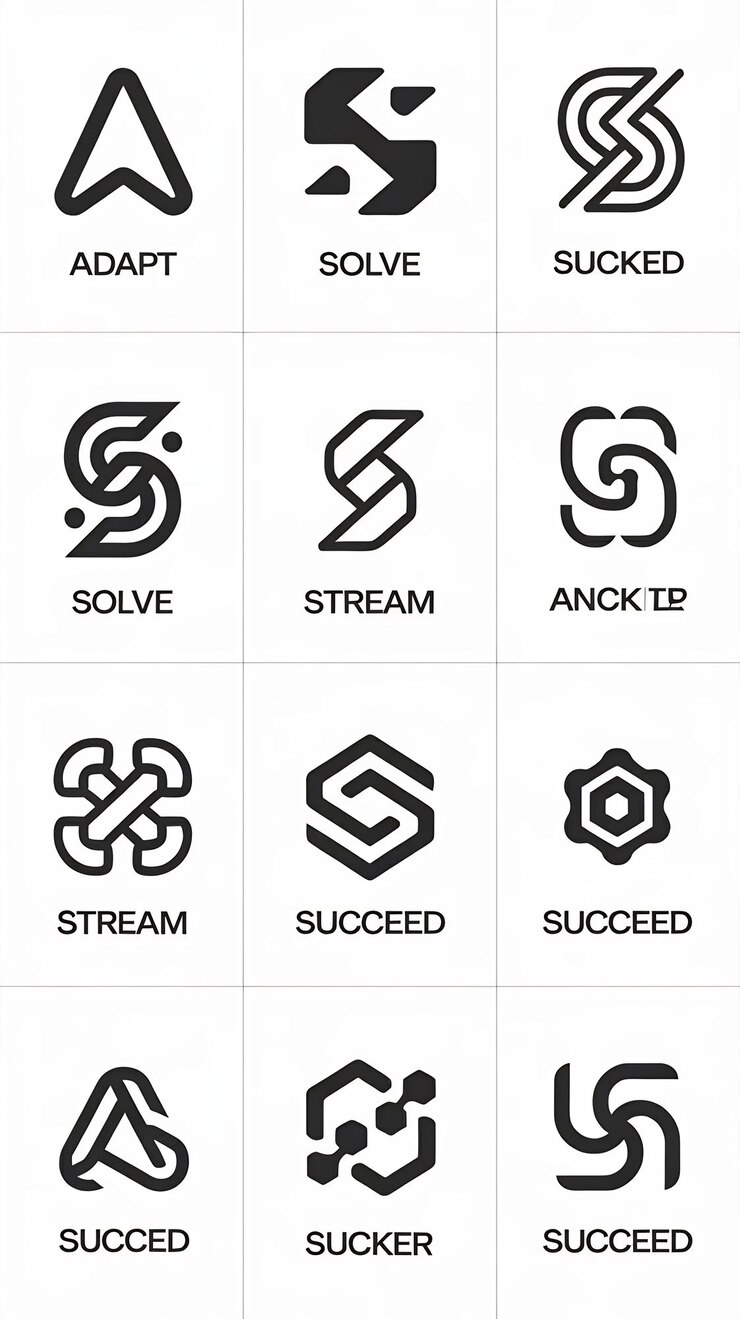 Foto los logotipos abstractos de la compañía señalan los íconos vectoriales