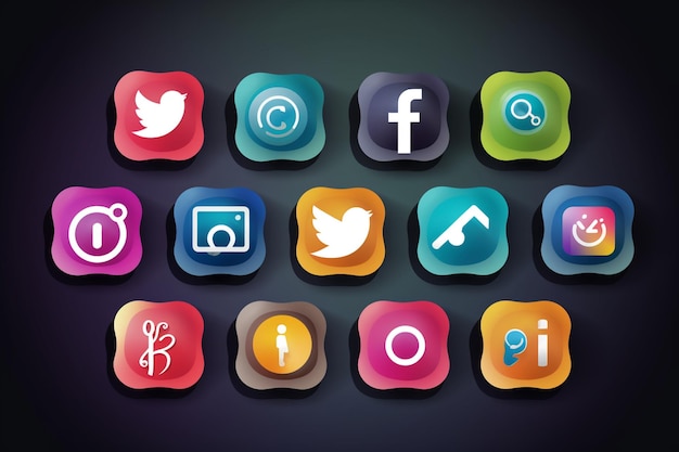 Logotipos de iconos de redes sociales modernos o banners de plataforma de red icono de instagram de facebook