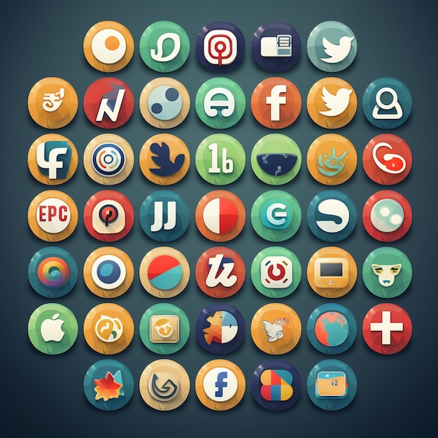 Los logotipos de las redes sociales en un conjunto grande