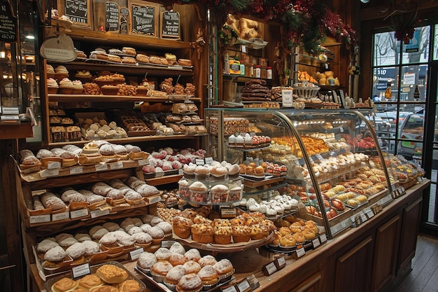 Loja de padaria com produtos