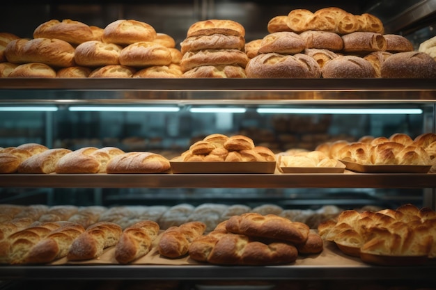 loja de pão assado na prateleira da padaria