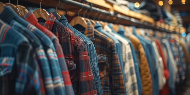 Loja de roupas casuais masculinas com jaquetas e camisas da moda Generative Ai