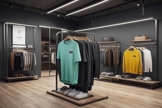 loja de roupas marca própria produção compra de roupas de marca mock up renderização 3d