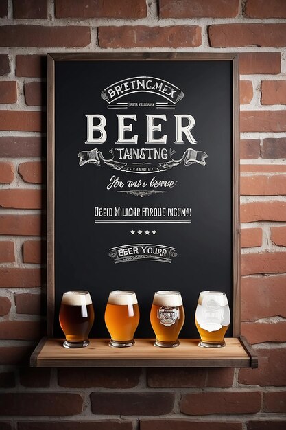 Lokale Brauerei Bier Tasting Flight Signage Mockup mit leerem weißen leeren Raum für die Platzierung Ihres Designs