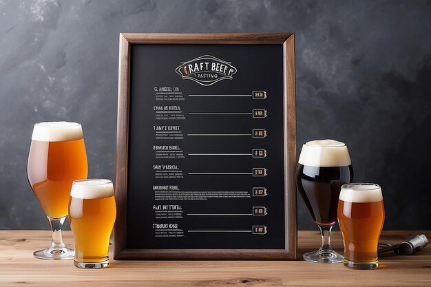 Lokale Craft Beer Tasting Flugbeschreibungen Signage Mockup mit leerem weißen leeren Raum für die Platzierung Ihres Designs